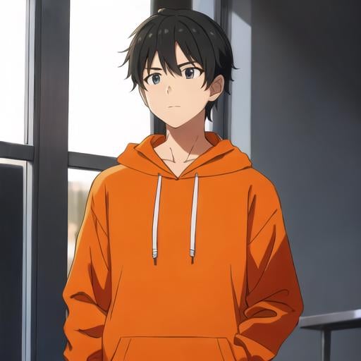 Prompt: A Boy in an Orange hoodie