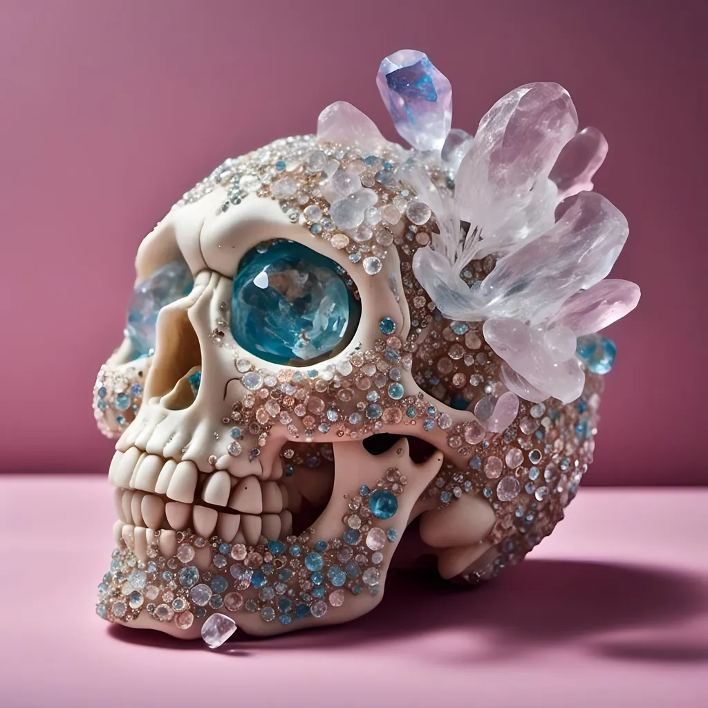 Prompt: <mymodel> Skull carved with crystals