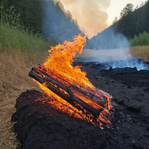 Prompt: nature burn with fire