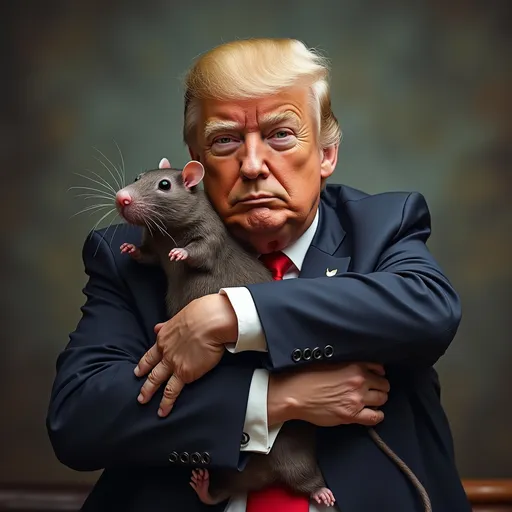 Prompt: Trump hugs a rat
