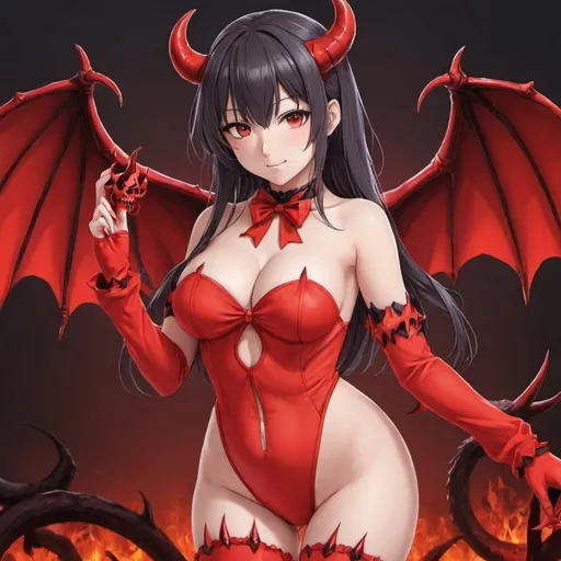 Prompt: Anime girl in revealing devil coustume




