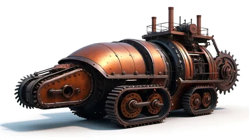 Prompt: Steampunk atompunk tracked land ship, treads, forestry harvester, whirling saw blades, huge buzzsaws, sawblades, machine saw, chainsaw, sawteeth, sawmill, incinerator, furnace, burning saw blade, burning glow, fire and smoke, giant saw blades, circular saws, massive wheel saws, portholes Hi-Tech buzzsaws, portholes, glowing atompunk technology, overly complicated machinery, gears and cogs, billowing smokestacks, vibrant color scheme, atmospheric, futuristic-retro futurism style, ultra-detailed, 4K, high quality, 