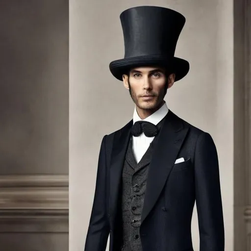 Prompt: A man in a very fancy suit with a tall hat