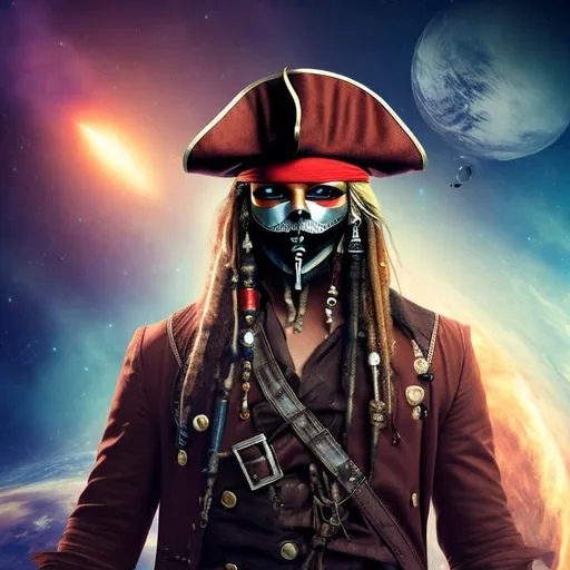 Prompt: a pirate in space wearing a mask