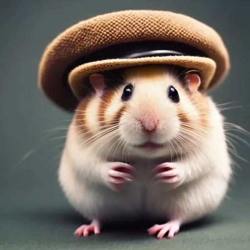 Prompt: A hamster wearing a hat, moustache, and glasses