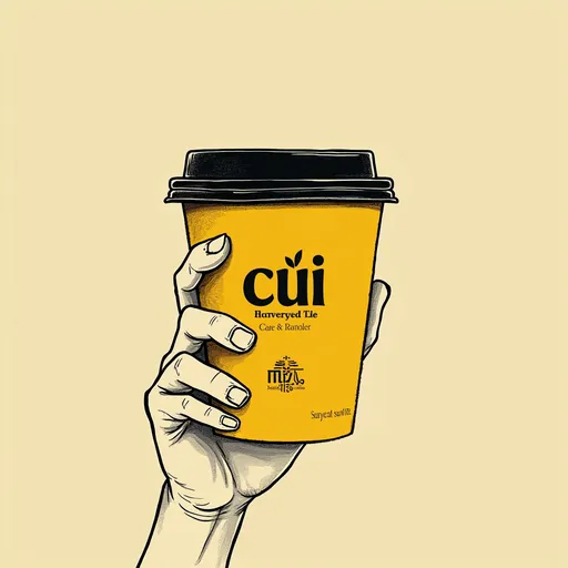 Prompt: a hand holding a yellow coffee cup with a black lid and handle and a black lid with a black lid, Cui Bai, international typographic style, small details, a detailed drawing
ihis all iteams for my brand putt in diffrend places in difrend shapea of cups
