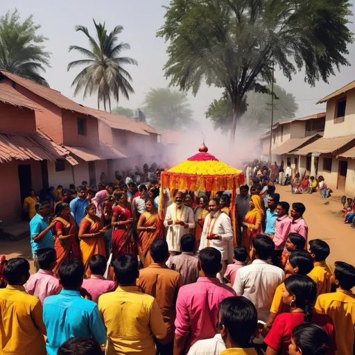 Prompt: Indian village celebrating festival