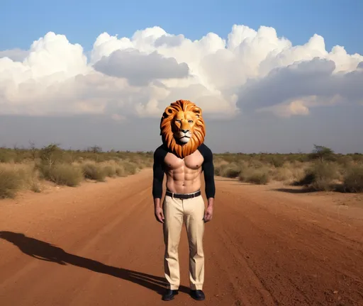 Prompt: Change this man's head into lion head
And make his body muscles bigger 