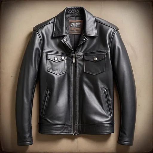 Prompt: create a casual leather jacket, two side pockets, genuine real leather jacket design, color should be black, body fitness for americans, for men and women.