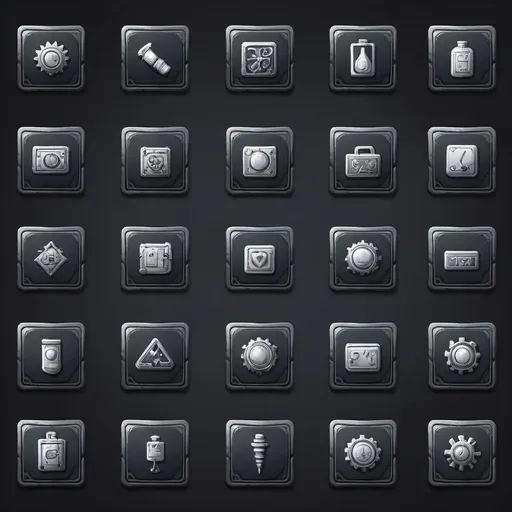 Prompt: square game  icons, dark art, not too complicated for modern jobs like engineer ,doctor