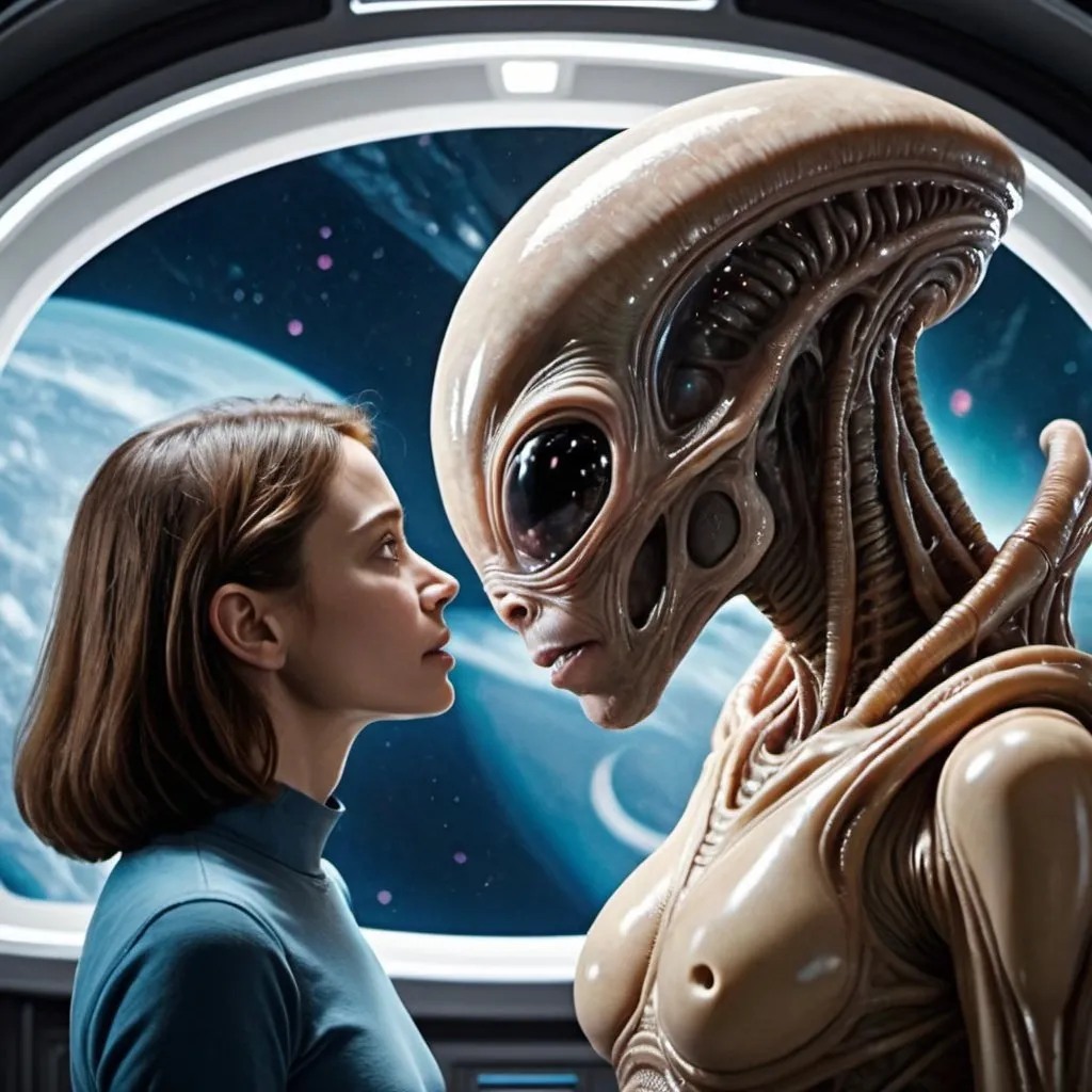 Prompt: Movie 4k Fiction and Alien Love Space