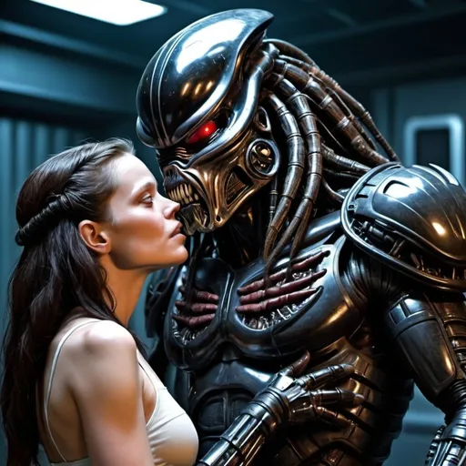 Prompt: Movie 4k Fiction and Alien Love Space Predator Vador