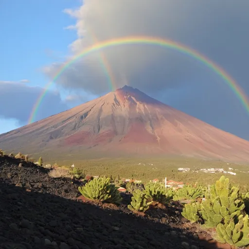 Prompt: Teide mit Regenbogen