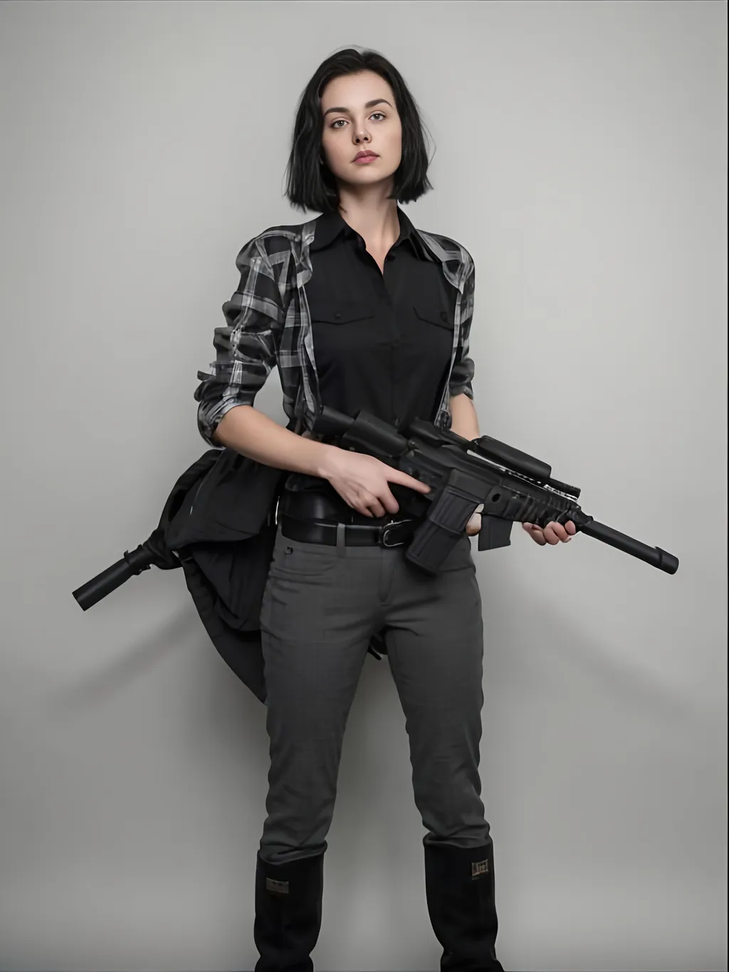 Woman Kneeling Pointing Gun Closeup High-Res Stock Photo - Getty Images