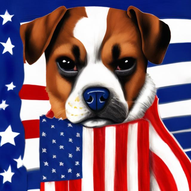 Prompt: American flag themed dog