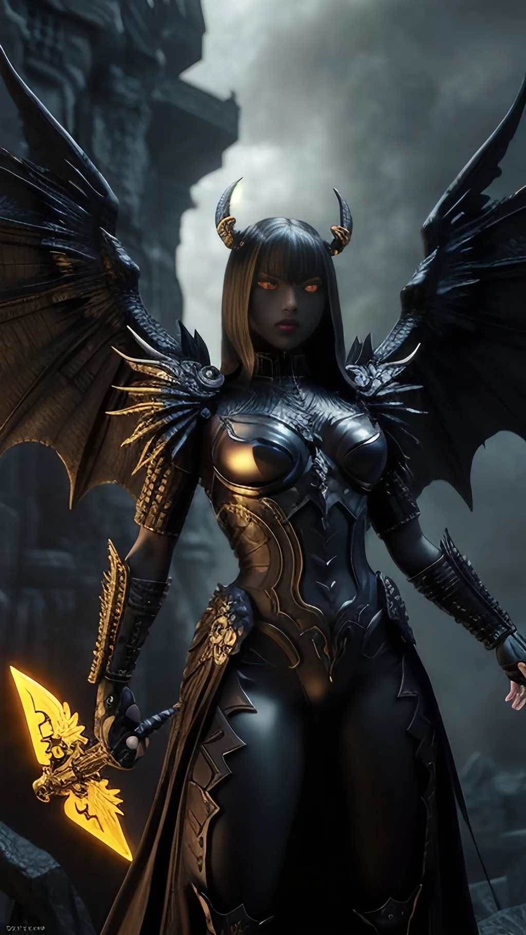 Prompt: Humanoid winged Demon, menacing pose, epic Instagram, artstation, ultra realistic 3d illustration, contour, hyper detailed, good lighting, intricately detailed, fantastical, nightmare concept, intricate detail, splash screen, complementary colors, gothic concept art, 8k resolution, deviantart masterpiece, oil on canvas, digital details, clean strokes, paint layered up, splash arts