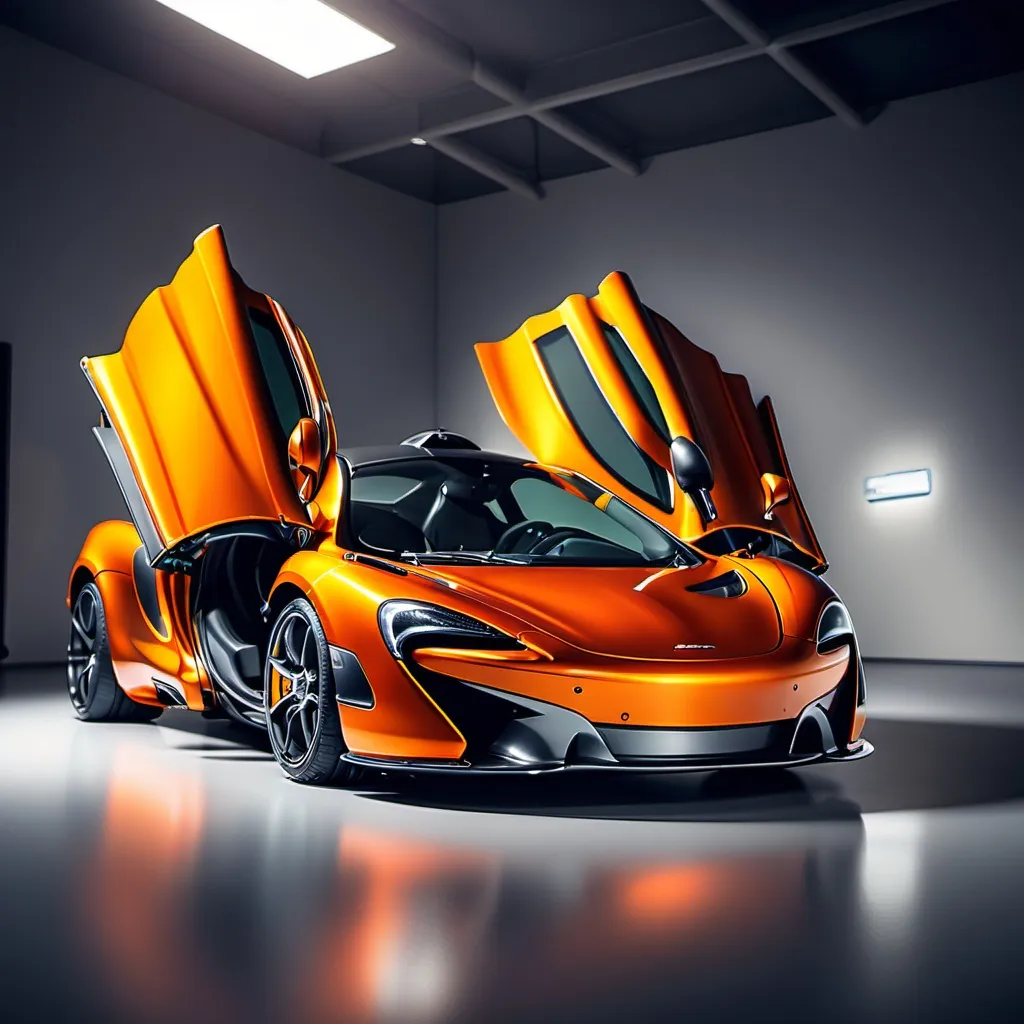 Prompt: McLaren and write this royc.edite on the background and lighting 