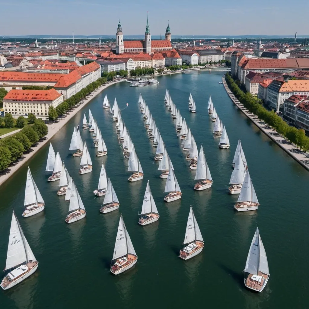Prompt: An armada of ocean sailboats from Munich