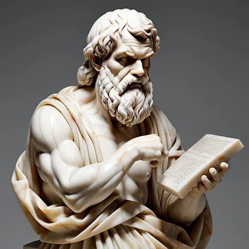 Prompt: Michaelangelo socrates marble sculpture