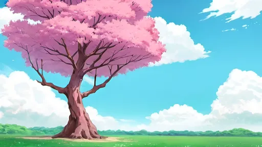 Prompt: sakura tree, anime background, sky island, in the sky, island in sky, background for anime