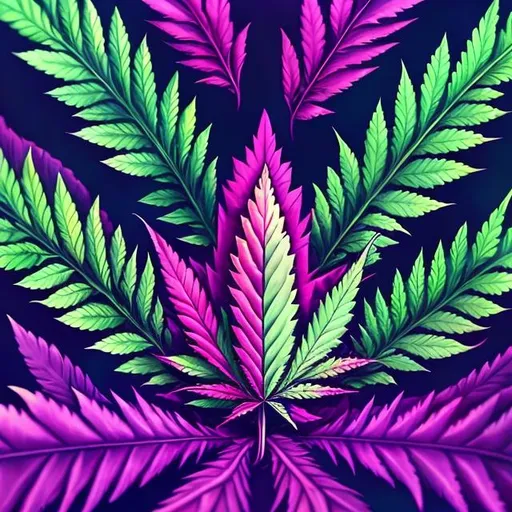 Prompt: Surrealistic depiction of cannabis leaf shaped like the Adidas logo, vibrant colors, detailed logo art style, high quality, detailed rendering, surrealism, vibrant colors, detailed shading, artistic illustration, real cannabis leaf look, intricate patterns, dreamlike atmosphere, use the Adidas logo style