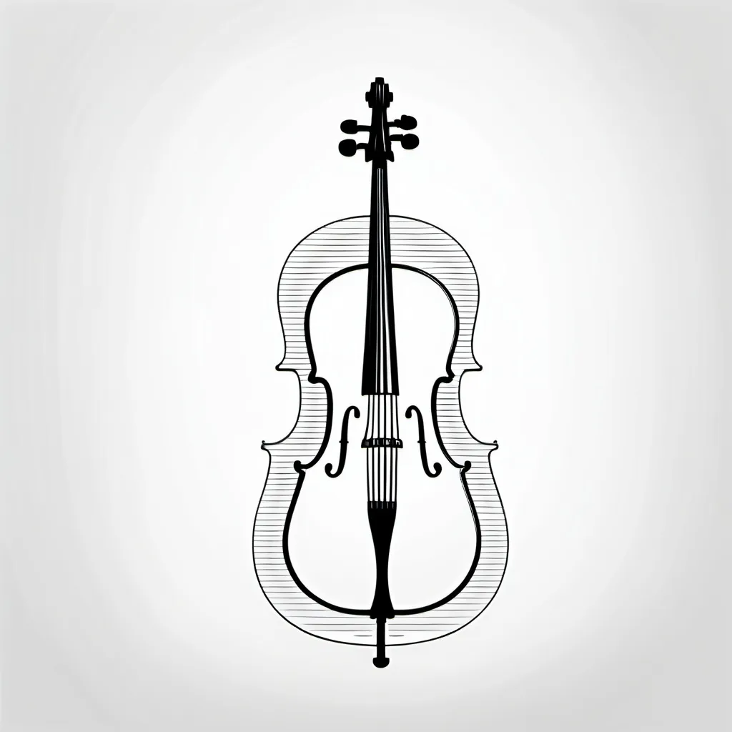 Prompt: A minimalist outline of a cello. Nothing else.