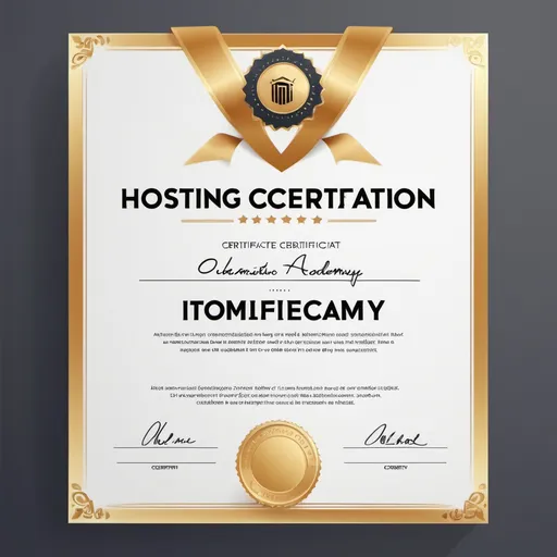 Prompt: Make a professional certificate that says * Hosting Certification * In the middle and Under it, with a small font, type * Congratiolations on passing the Event Host Academy! * and in the 