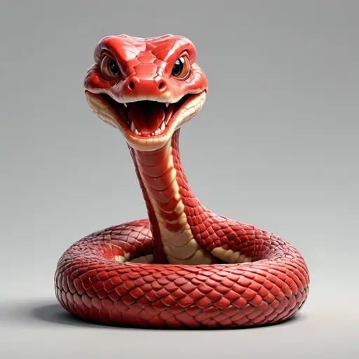 Prompt: 3D Pixar-style of a snake, color red blood, full body and seen from the front, highly detailed, hyper-realistic, feminine aesthetics Y2K, transparent background, vibrant colors, atmosphere of soft light, playful and whimsical vibes, ultra-detailed, visually captivating design, Shimmering textures, embodying a fun and cute character, featuring expressive features and a glossy finish.
