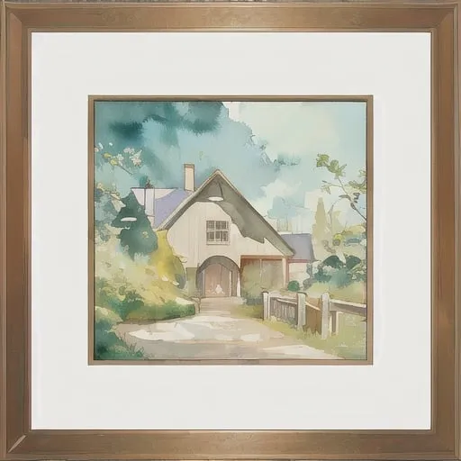 Prompt: Create a painting with old wood frame. Soft watercolor painting style