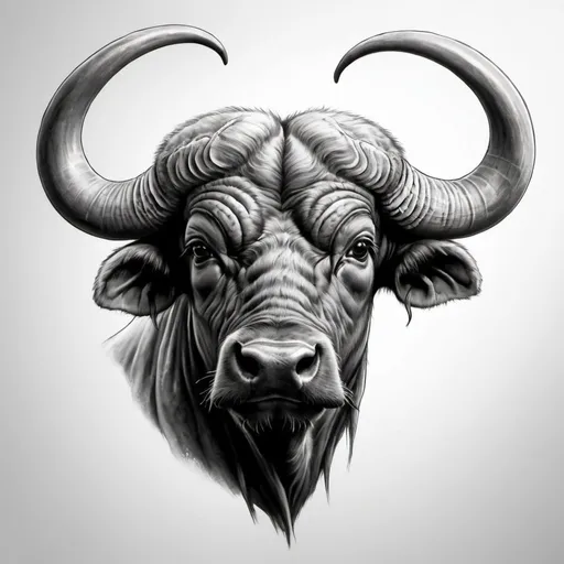 Prompt: Create a tattoo of cape buffalo horns

