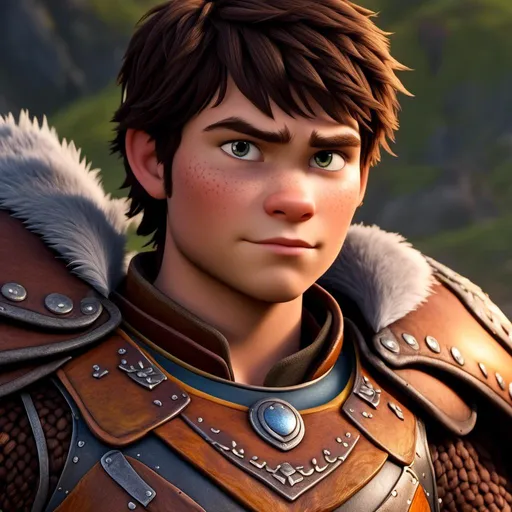 Prompt: <mymodel>Animated CGI style of a fierce 24-year-old Caucasian Viking with dark hair, medium body build, intense gaze, realistic yellow light armor with bursts of orange textures, high quality, CGI, realistic, intense gaze, viking, male, Caucasian, detailed facial features, highres, professional, intense lighting