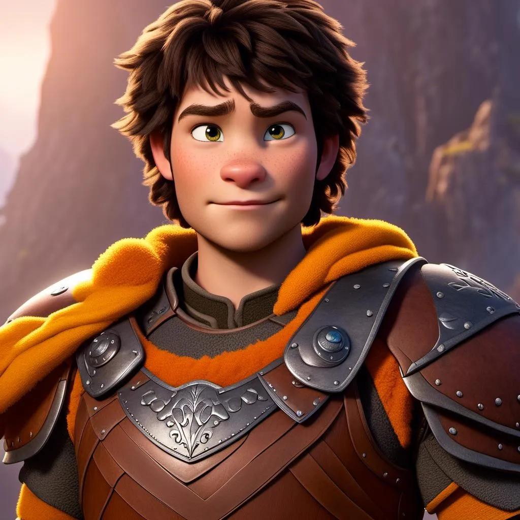 Prompt: <mymodel>Animated CGI style of a fierce 24-year-old Caucasian Viking with dark hair, light body build, intense gaze, yellow gear, orange clothes, high quality, CGI, realistic, intense gaze, viking, male, Caucasian, detailed facial features, highres, professional, intense lighting