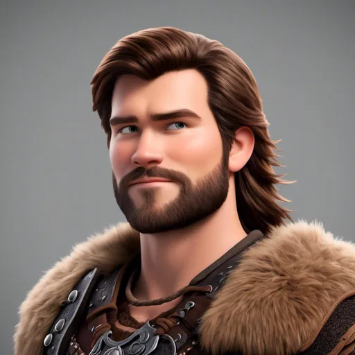 Prompt: <mymodel>Animated CGI style of a light build Caucasian Viking with brown hair, intense gaze, realistic fur and clothing textures, high quality, CGI, realistic, intense gaze, viking, male, Caucasian, detailed facial features, fur textures, highres, professional, intense lighting