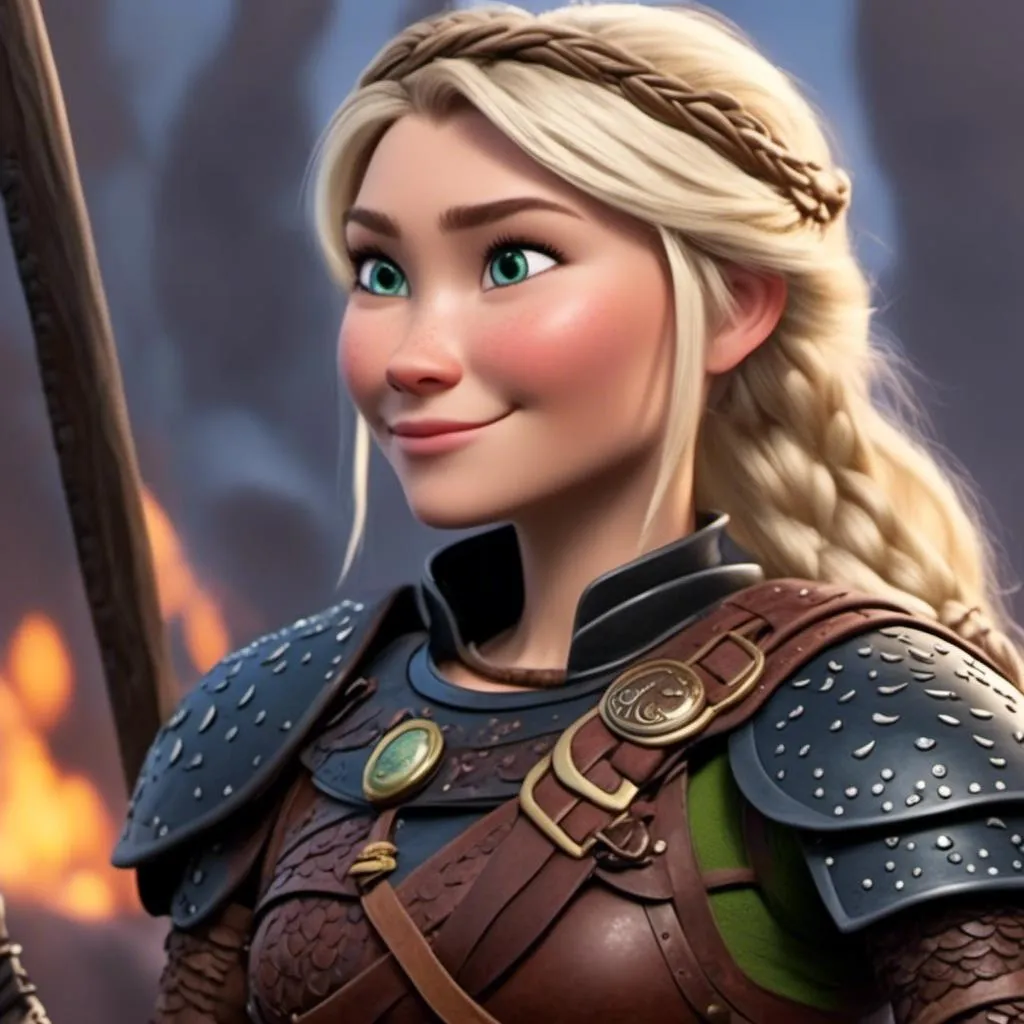 Prompt: <mymodel>animated CGI style, caucasian white female viking