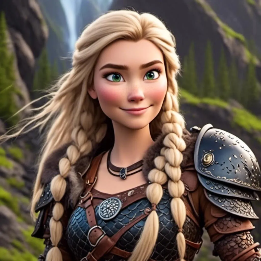 Prompt: <mymodel>animated CGI style, caucasian white female viking