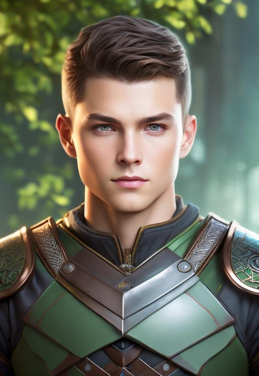 Prompt: he has short brown hair, create most handsome fit fictional male prince viking warrior, short brown hair, light green eyes, extremely detailed environment, detailed background, intricate, detailed skin, professionally color graded, photorealism, 16k, moody lighting