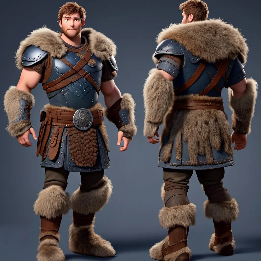 Prompt: <mymodel>Animated CGI style of a fierce Caucasian Viking, intense gaze, realistic fur and clothing textures, high quality, CGI, realistic, intense gaze, viking, male, Caucasian, detailed facial features, fur textures, highres, professional, intense lighting