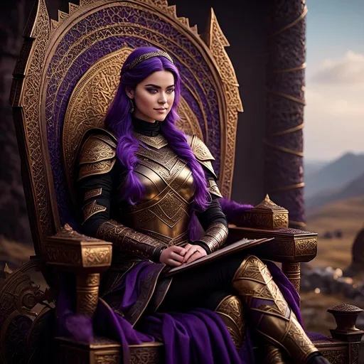 Prompt: A photo of <mymodel> sitting on her throne of her land