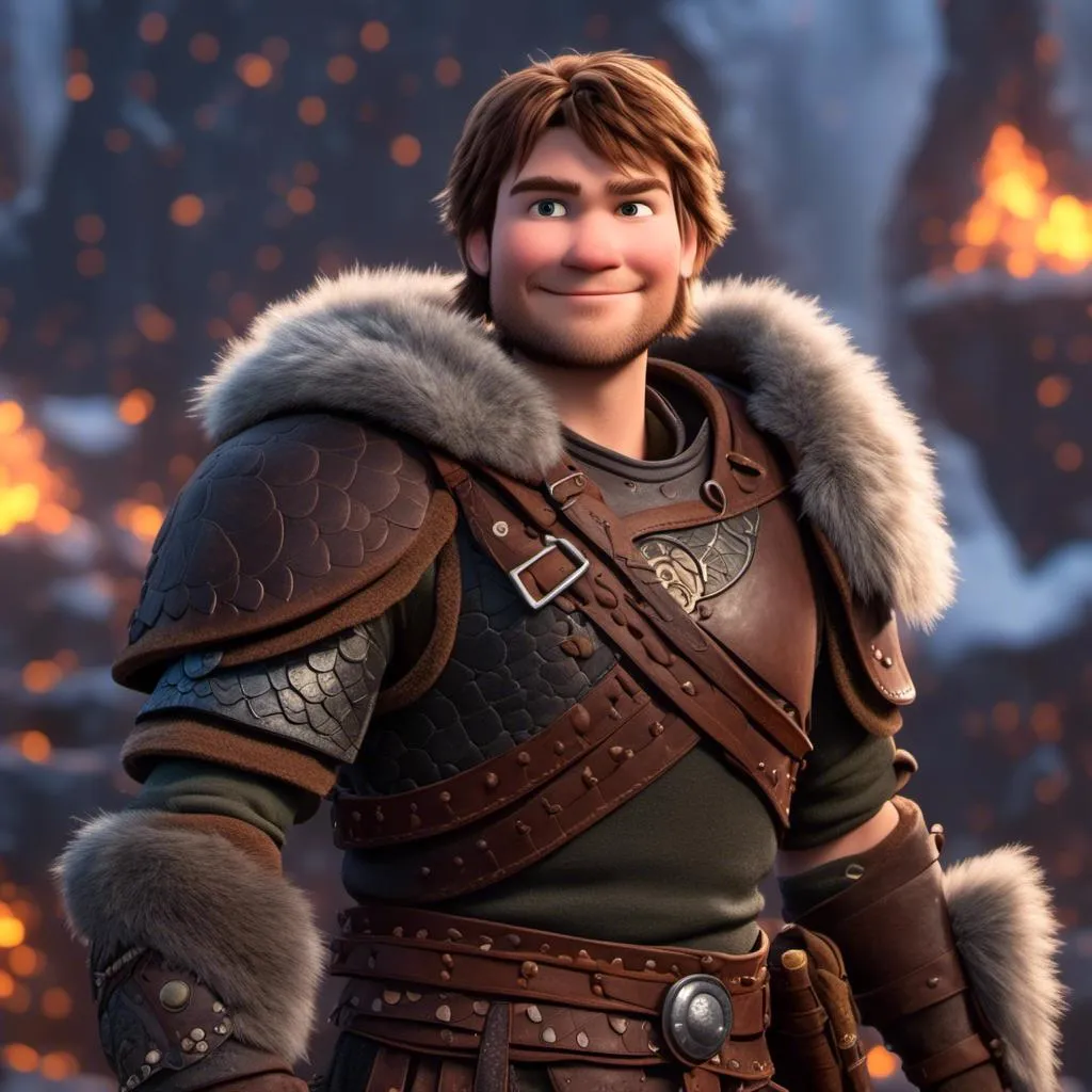 Prompt: <mymodel>Animated CGI style of a light build Caucasian Viking with brown hair, intense gaze, realistic fur and clothing textures, high quality, CGI, realistic, intense gaze, viking, male, Caucasian, detailed facial features, fur textures, highres, professional, intense lighting