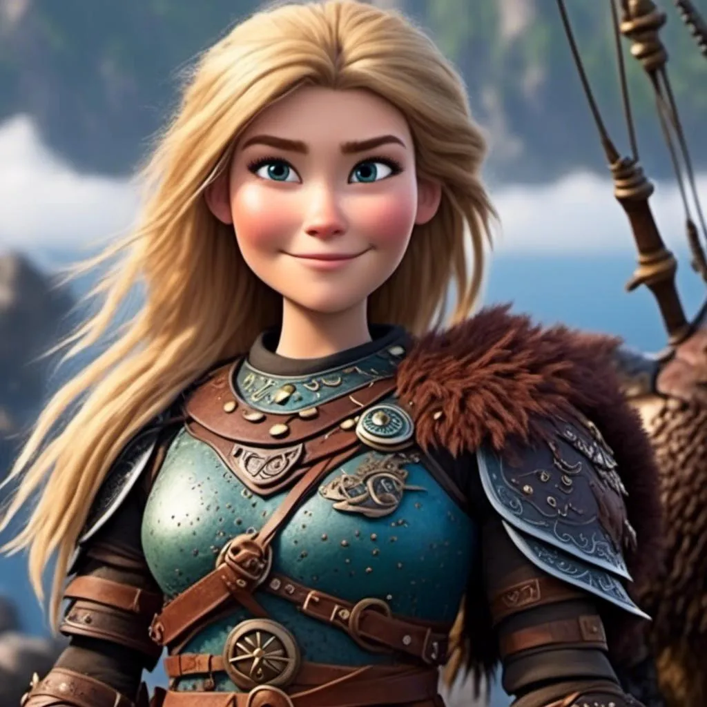 Prompt: <mymodel>animated CGI style, caucasian white female viking