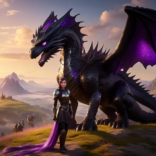 Prompt: Photo of <mymodel> standing next to her ((black)) razorwhip dragon from "How to Train Your Dragon"