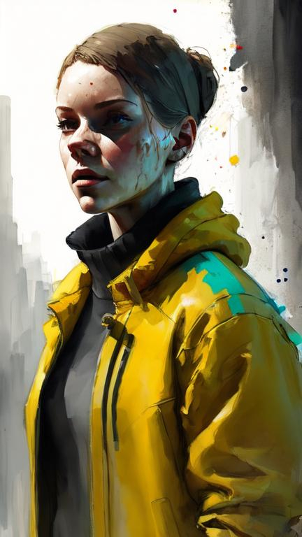 Prompt: "Empathy" painting that Marcus painted from Detroit: Become Human video game