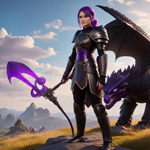 Prompt: Photo of <mymodel> standing next to her ((black)) razorwhip dragon from "How to Train Your Dragon"