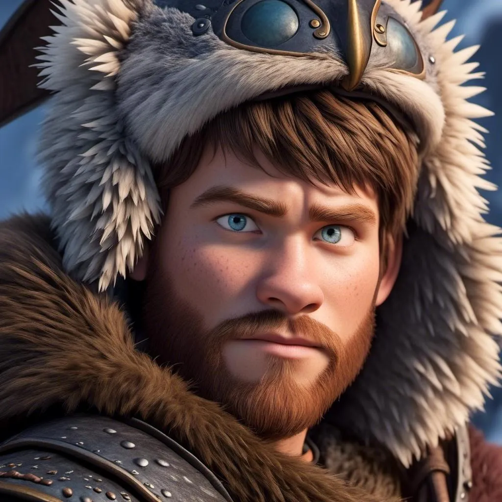 Prompt: <mymodel>Animated CGI style of a fierce Caucasian Viking, intense gaze, realistic fur and clothing textures, high quality, CGI, realistic, intense gaze, viking, male, Caucasian, detailed facial features, fur textures, highres, professional, intense lighting