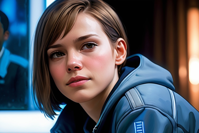 Prompt: Empathy painting from Detroit: Become Human, oil painting, emotional depiction, high quality, realistic, detailed brushwork, warm and soft lighting, subtle facial expressions, deep color tones, powerful emotions, meaningful, empathetic, emotional intensity