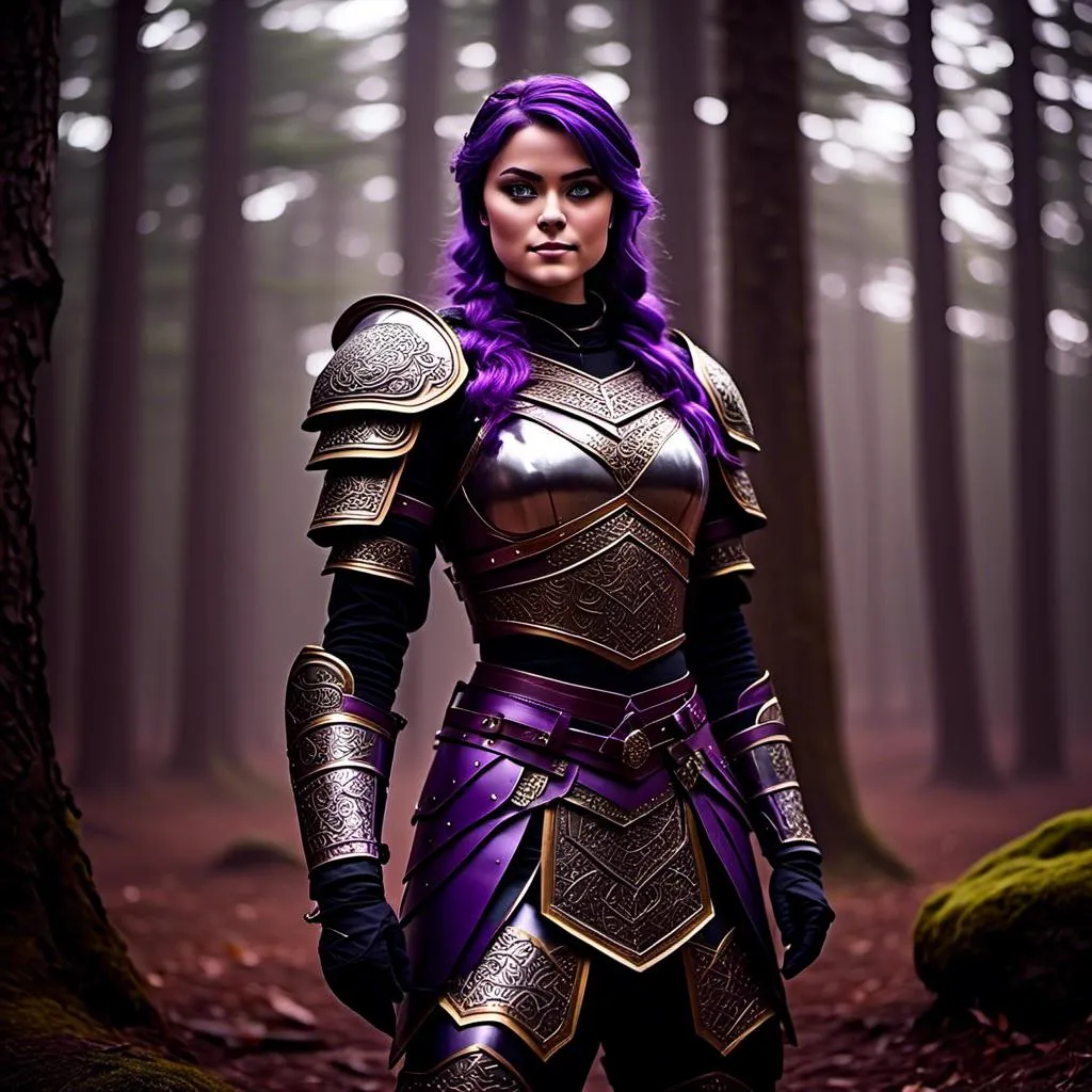 Prompt: A photo of <mymodel> in heavy battle armor standing in the forest