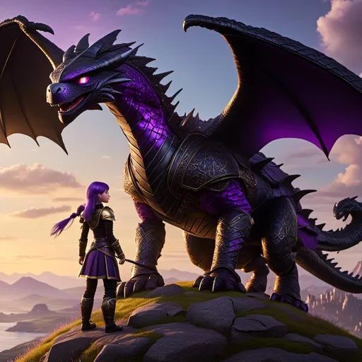 Prompt: Photo of <mymodel> standing next to her ((black)) razorwhip dragon from "How to Train Your Dragon"