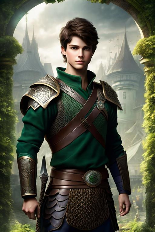 Prompt: he has short brown hair, slight smile, create most handsome fictional male prince viking warrior, short brown hair, light green eyes, extremely detailed environment, detailed background, intricate, detailed skin, professionally color graded, photorealism, 16k, moody lighting