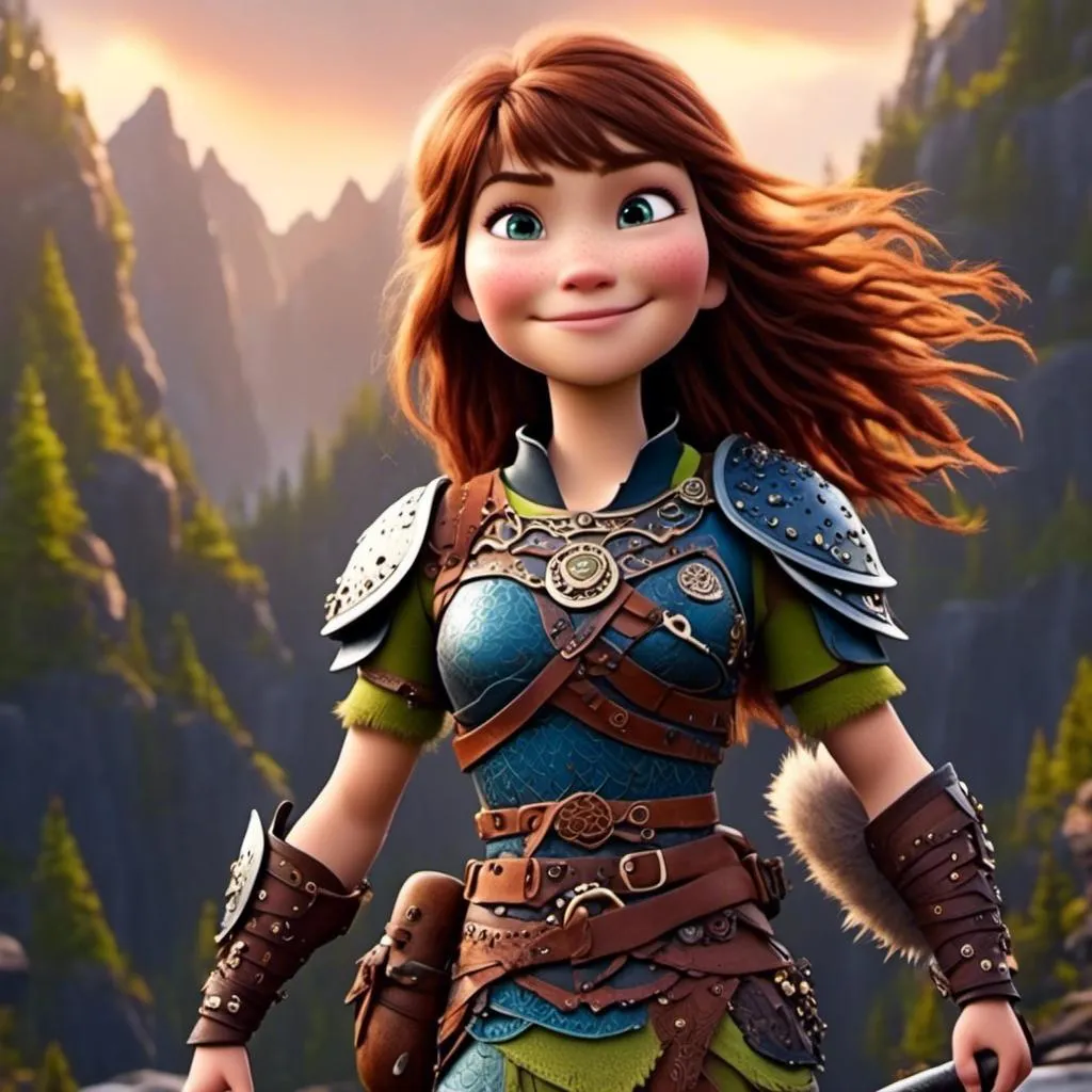 Prompt: <mymodel>animated CGI style, caucasian white female viking