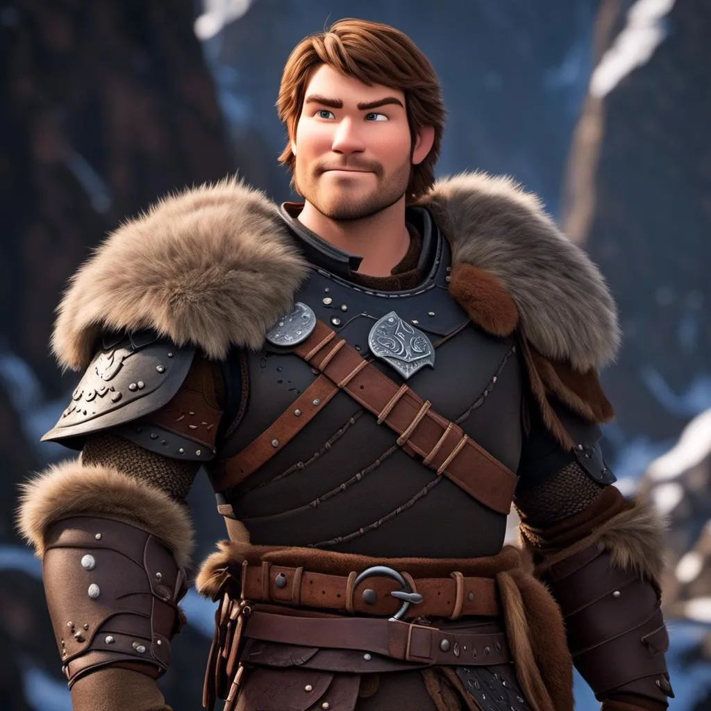 Prompt: <mymodel>Animated CGI style of a light build Caucasian Viking with brown hair, intense gaze, realistic fur and clothing textures, high quality, CGI, realistic, intense gaze, viking, male, Caucasian, detailed facial features, fur textures, highres, professional, intense lighting